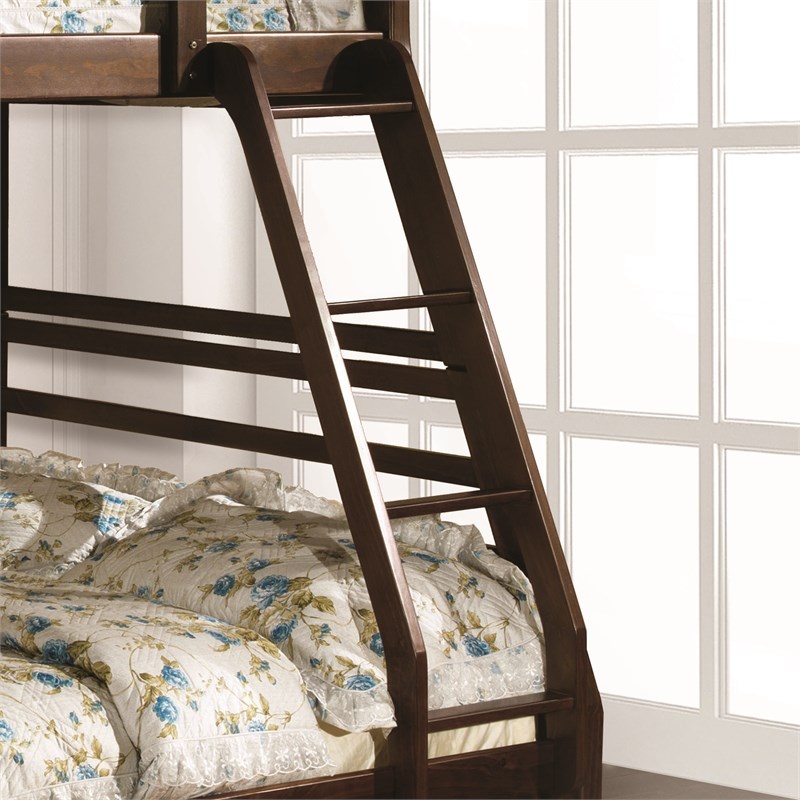 Bowery Hill Wood Twin over Full Storage Bunk Bed in Dark Walnut