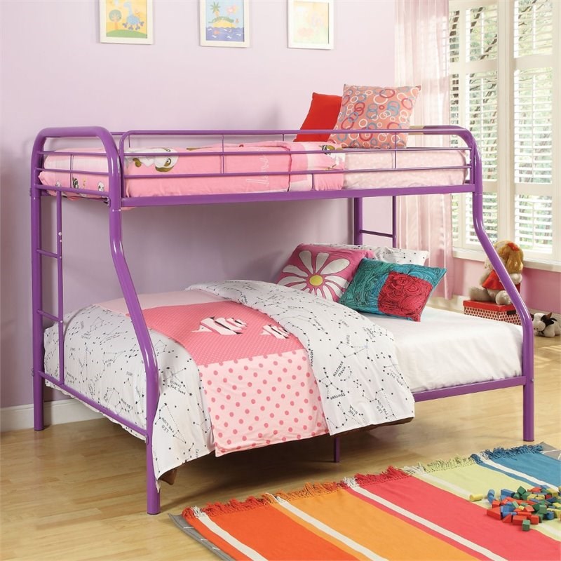 Bowery Hill Twin over Full Bunk Bed in Purple