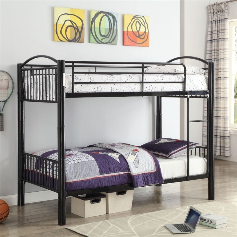 Bowery Hill  Twin over Twin Metal Bunk Bed in Black