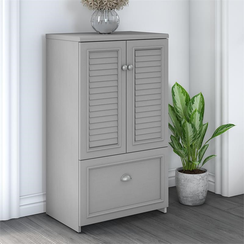 Bowery Hill Furniture Fairview Shoe Storage Cabinet with Doors in Cape Cod Gray
