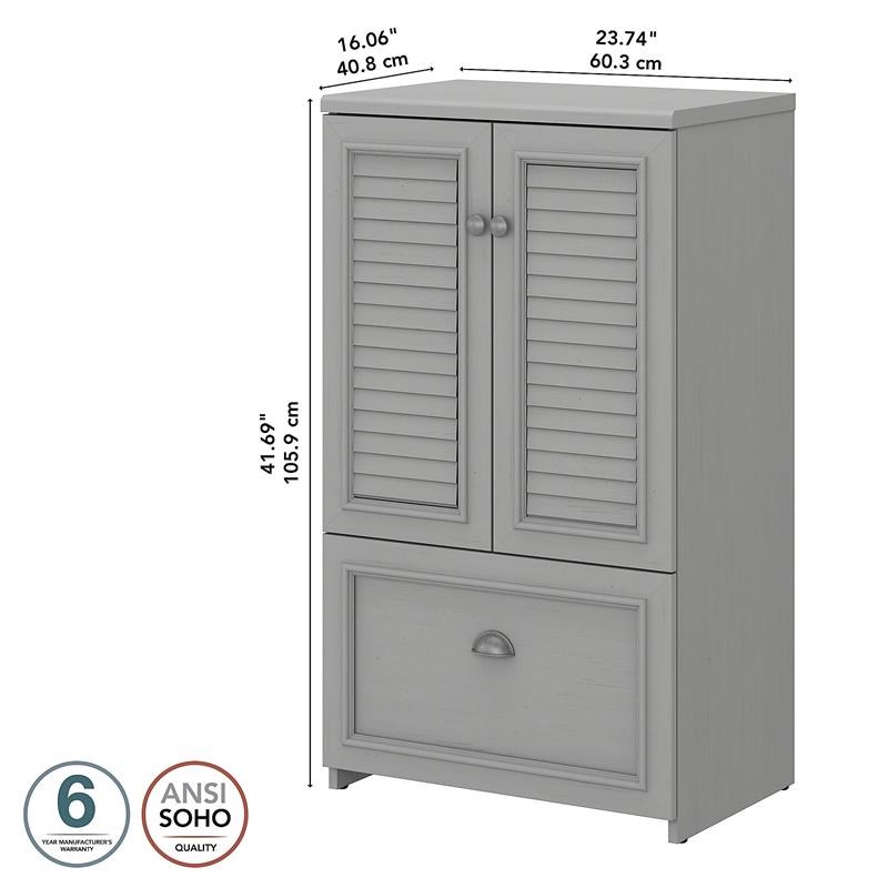 Bowery Hill Furniture Fairview Shoe Storage Cabinet with Doors in Cape Cod Gray