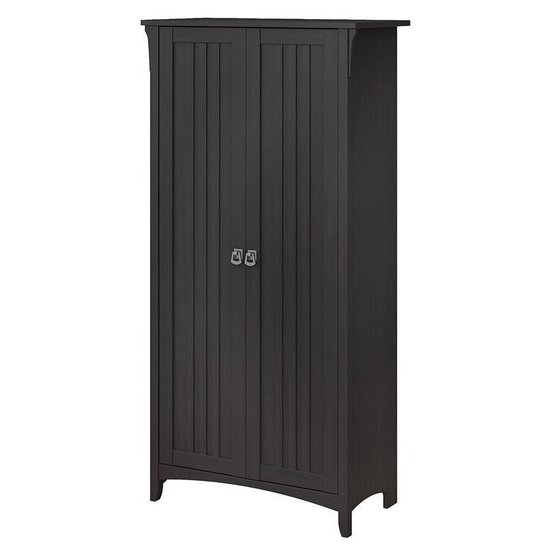 Bowery Hill Furniture Salinas Tall Storage Cabinet with Doors in Vintage Black