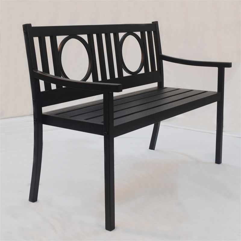 Bowery Hill Outdoor Metal Bench in Black