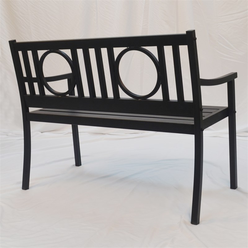 Bowery Hill Outdoor Metal Bench in Black