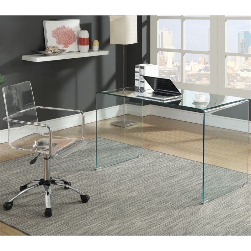 Bowery Hill Contemporary Clear Glass Writing Desk