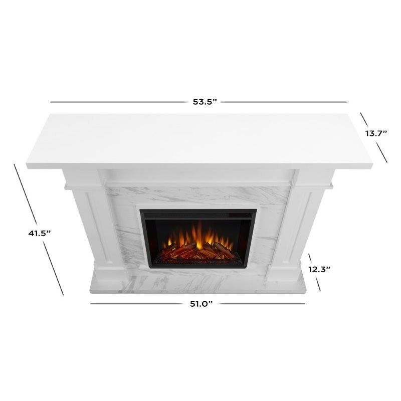 Bowery Hill Electric Fireplace in White Marble Homesquare