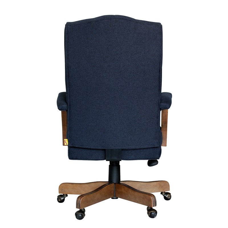 Bowery Hill Traditional Executive Chair in Denim Blue Linen
