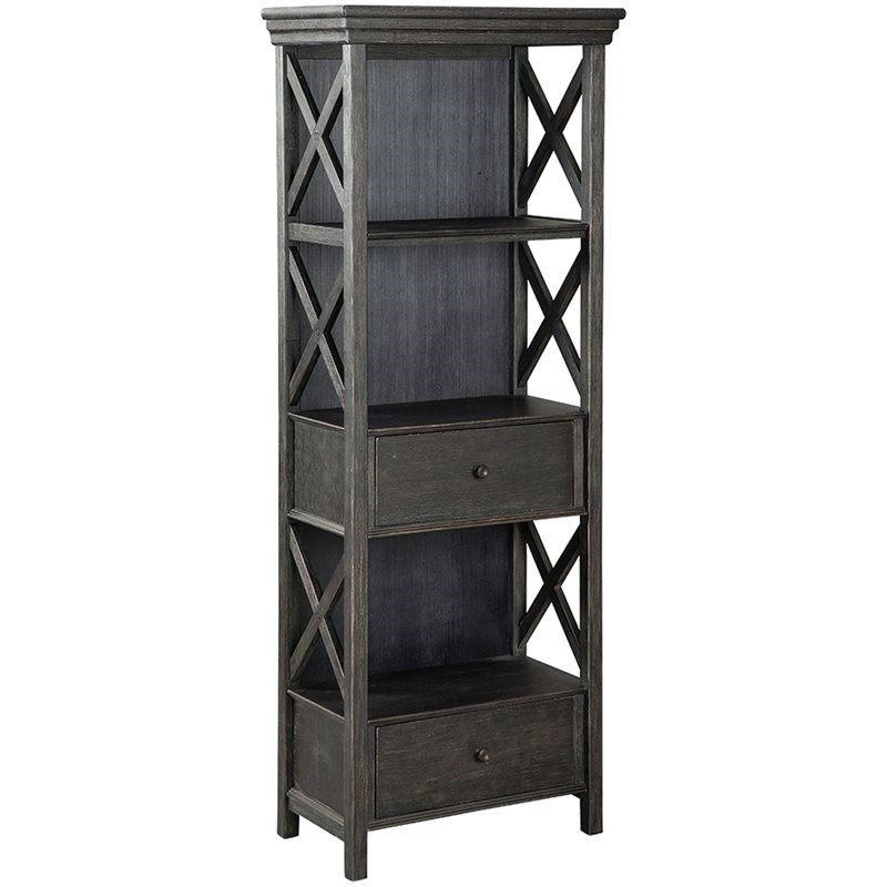 Bowery Hill 3 Shelf Bookcase in Black and Gray