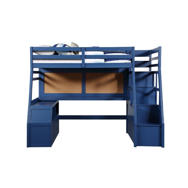Bowery Hill Storage Loft Bed in Navy Blue Finish
