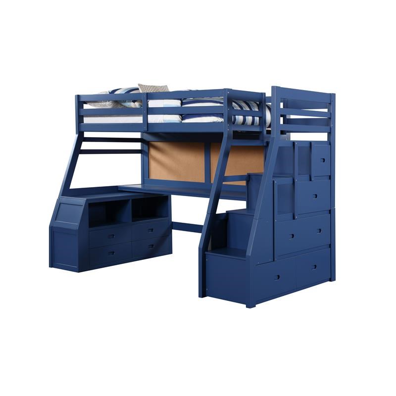 Bowery Hill Storage Loft Bed in Navy Blue Finish