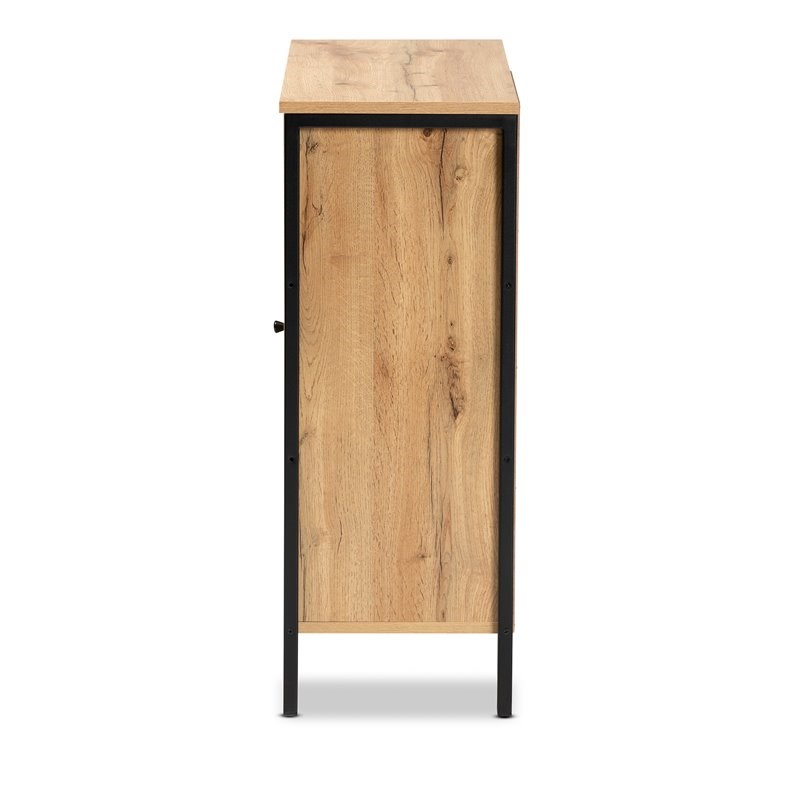 Bowery Hill Brown and Black Finished 1-Door Shoe Storage Cabinet