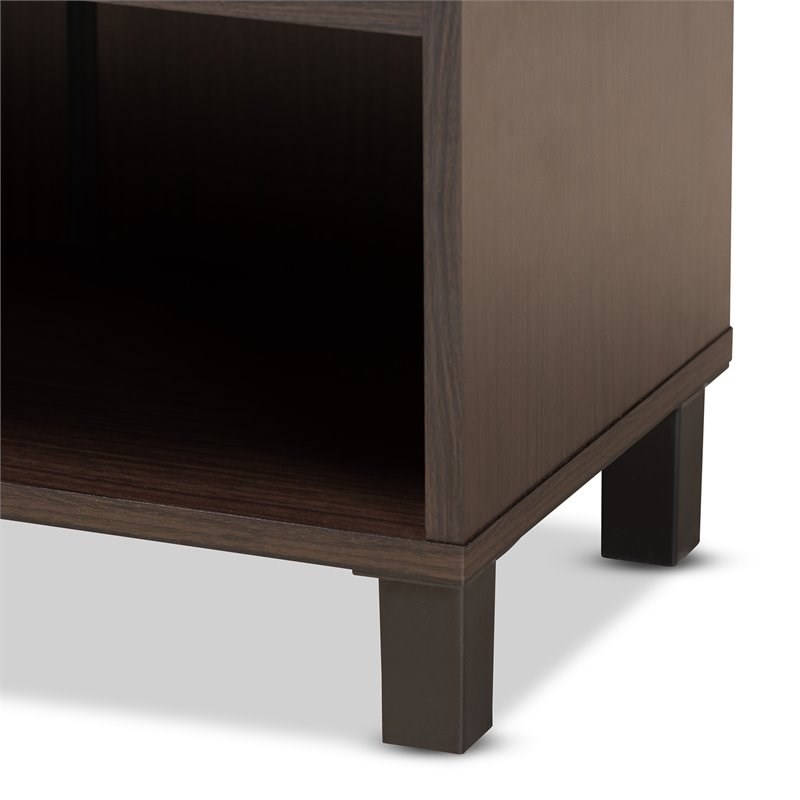 Bowery Hill Dark Brown Finished Wood 2-Door Entryway Shoe Cabinet