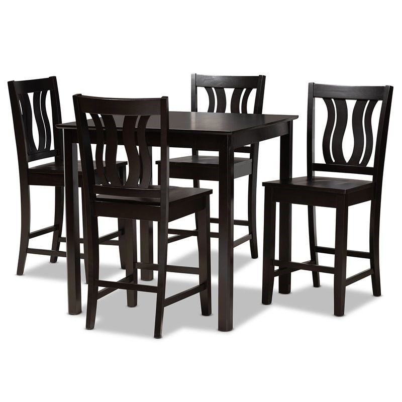 Bowery Hill Contemporary Brown Finished Wood 5-Piece Pub Set