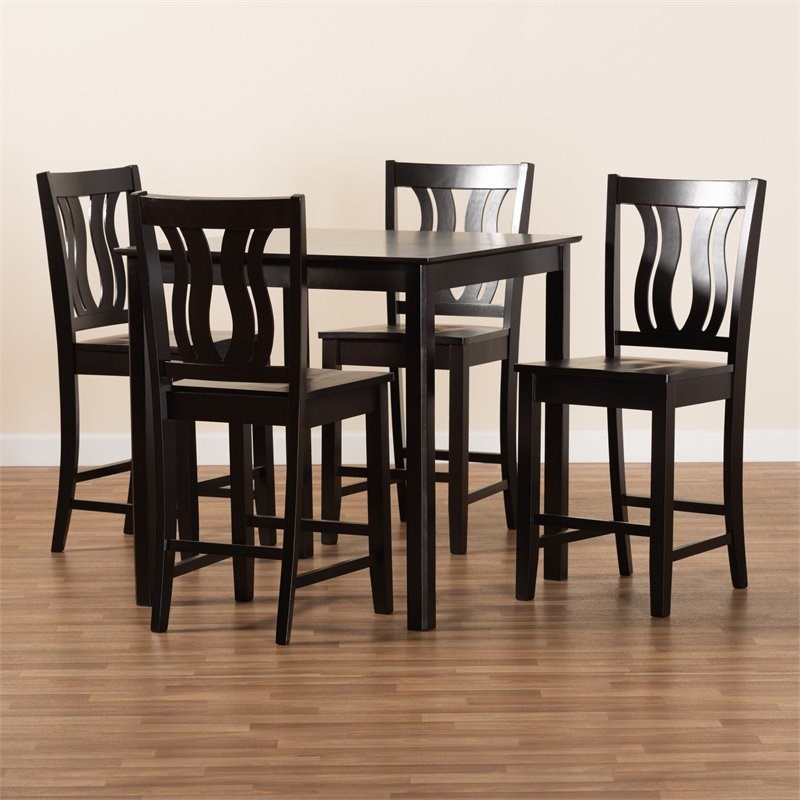 Bowery Hill Contemporary Brown Finished Wood 5-Piece Pub Set
