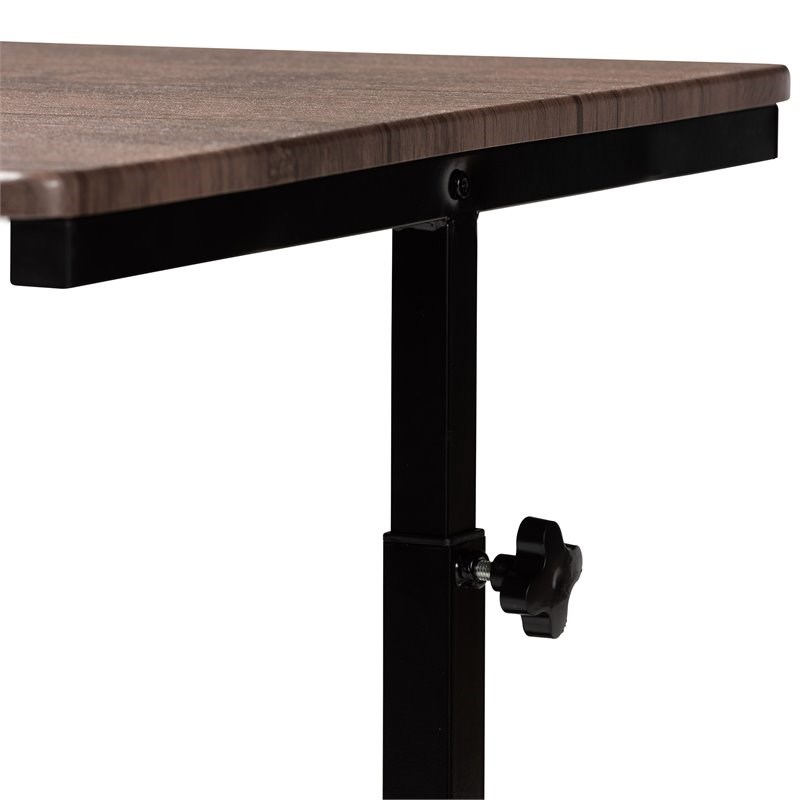 Bowery Hill Walnut Finished Wood and Black Metal Height Adjustable Desk