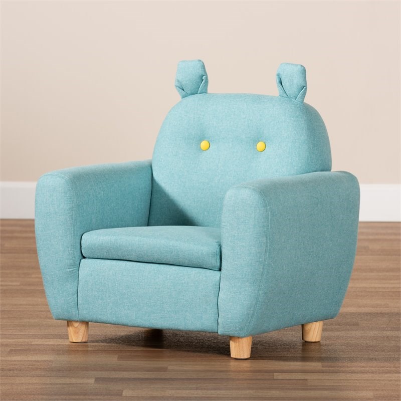 Bowery Hill Modern and Contemporary Sky Blue Kids Armchair with Animal Ears