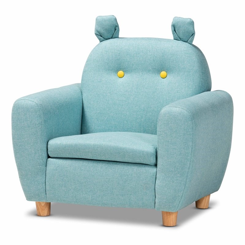 Bowery Hill Modern and Contemporary Sky Blue Kids Armchair with Animal Ears