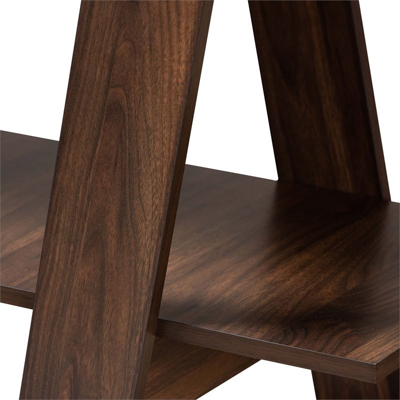 Bowery Hill Modern Walnut Brown Finished 5-Tier Wood Geometric Display Shelf
