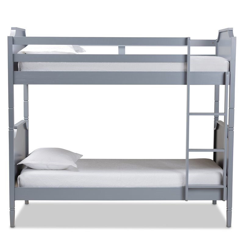 Bowery Hill Contemporary Twin Size Grey Finished Wood Bunk Bed