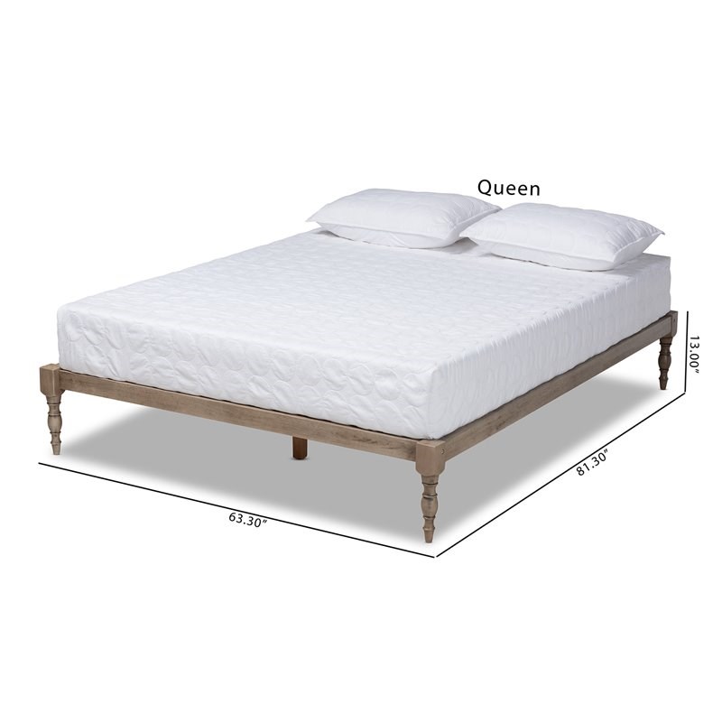 Bowery Hill Modern Queen Size Grey Finished Wood Platform Bed Frame