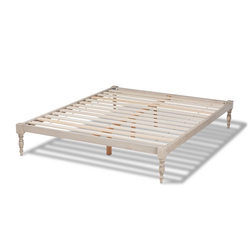 Bowery Hill Queen Size White Finished Wood Platform Bed Frame