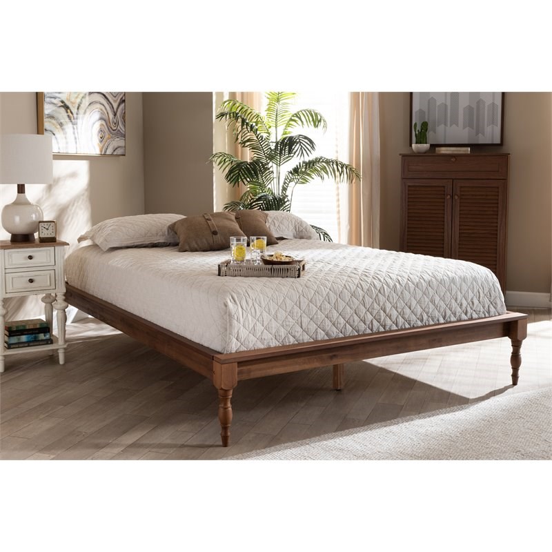 Bowery Hill Traditional Full Size Ash Brown Finished Wood Bed Frame