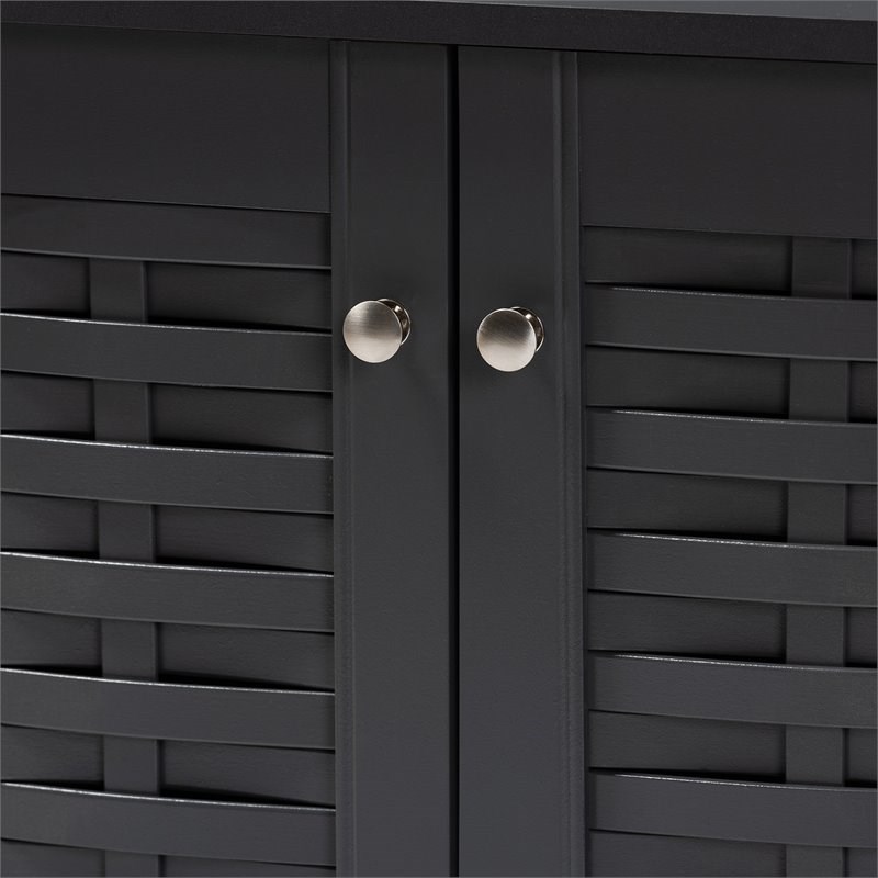 Bowery Hill 2-Door Wood Entryway Shoe Cabinet in Dark Gray