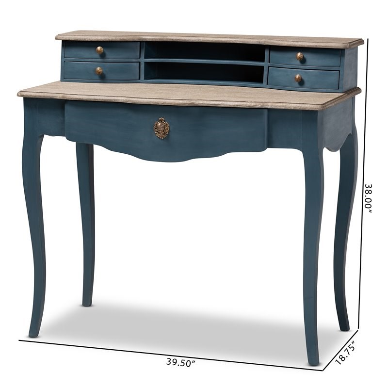 Bowery Hill Blue Spruce Finished Wood Accent Writing Desk