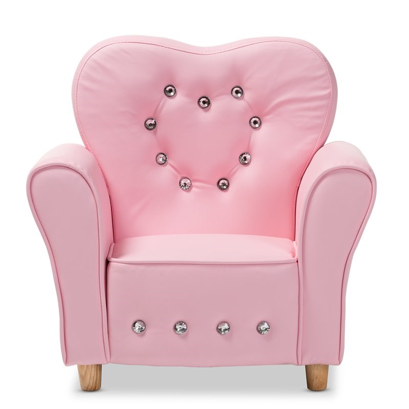 Bowery Hill Pink Faux Leather Kids Armchair