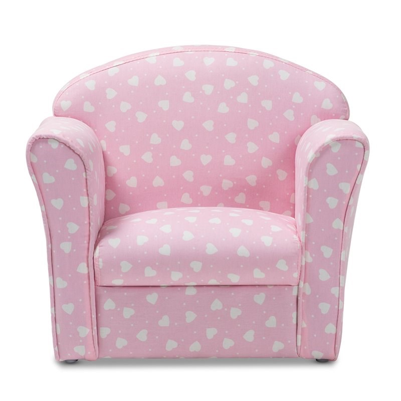 Bowery Hill Pink and White Upholstered Kids Armchair