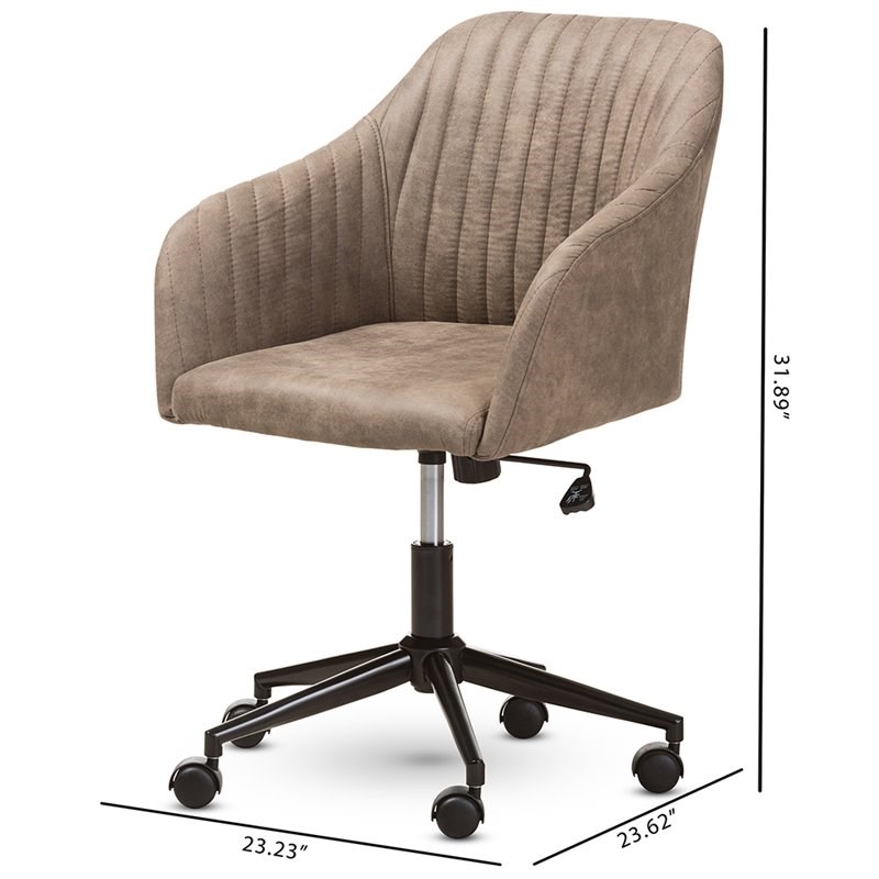 Bowery Hill Adjustable Office Chair in Light Brown and Black