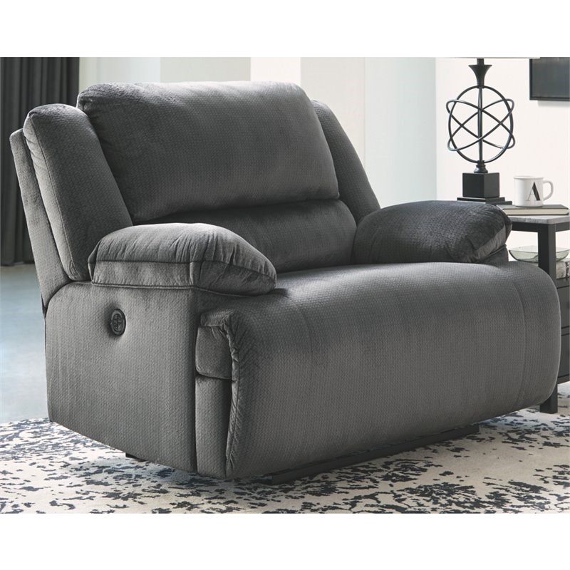 Bowery Hill Wall Power Wide Recliner in Charcoal