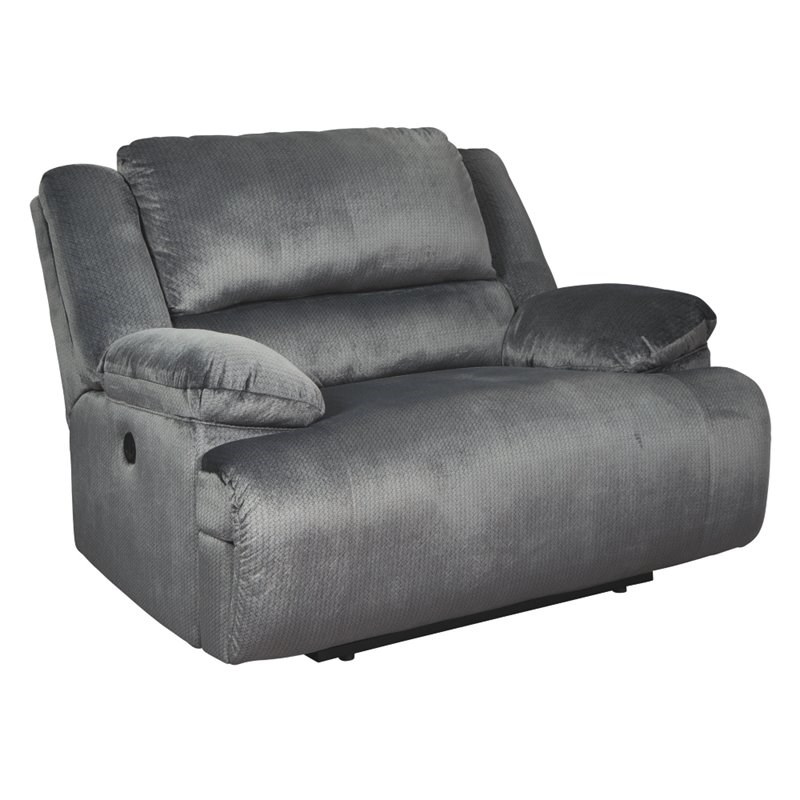 Bowery Hill Wall Power Wide Recliner in Charcoal