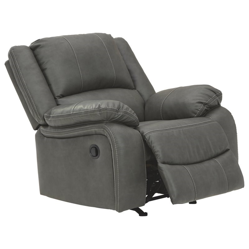 Bowery Hill Rocker Faux Leather Recliner in Gray