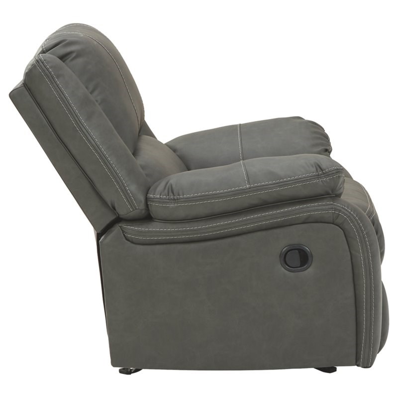 Bowery Hill Rocker Faux Leather Recliner in Gray