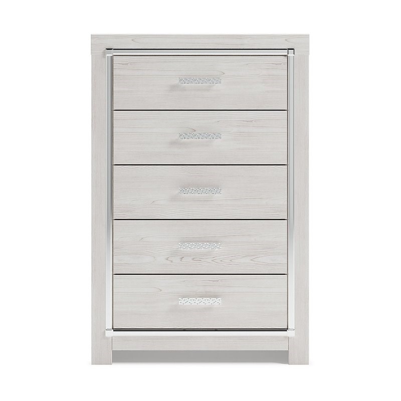 Bowery Hill Contemporary 5 Drawer Chest in White