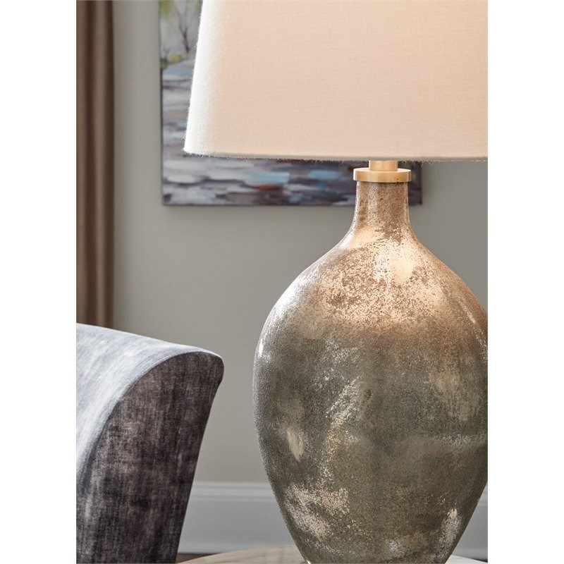 Bowery Hill Single Glass Table Lamp in Gold & Gray