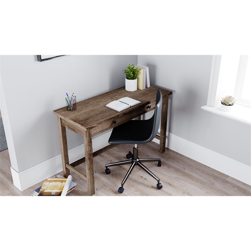 Bowery Hill Home Office Engineered Wood Desk in Gray