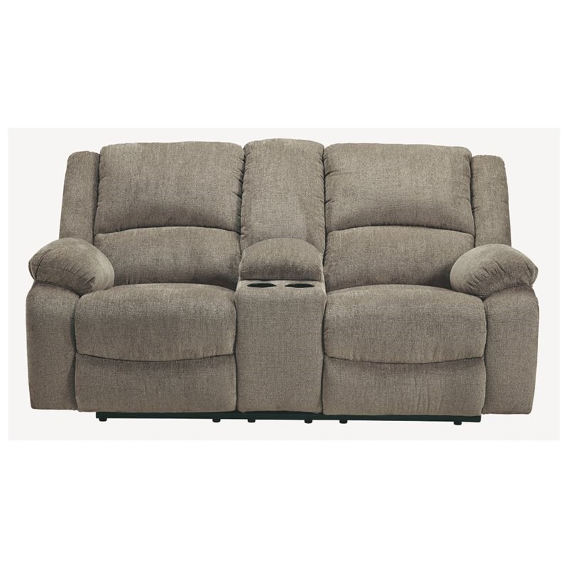 Bowery Hill Reclining Loveseat with Console in Pewter