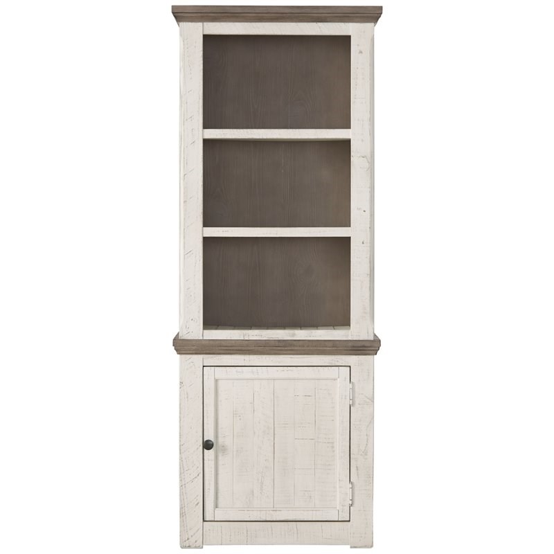 Bowery Hill Right Wood Pier Cabinet in White Wash & Gray