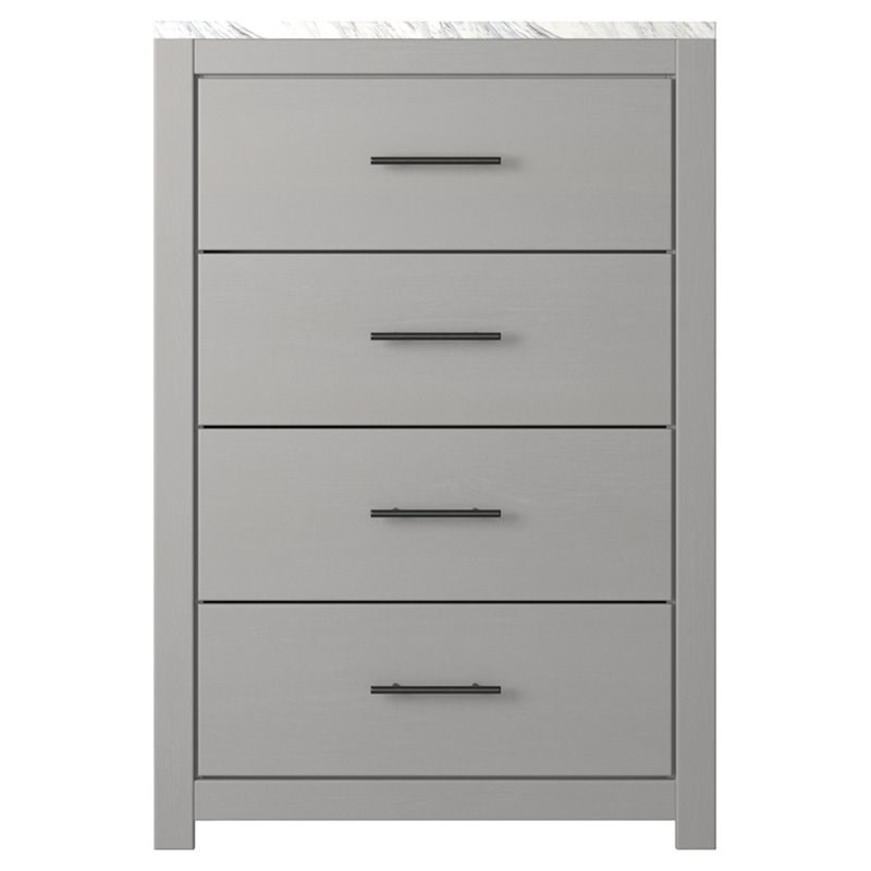 Bowery Hill Four Drawer Engineered Wood Chest in Gray and White
