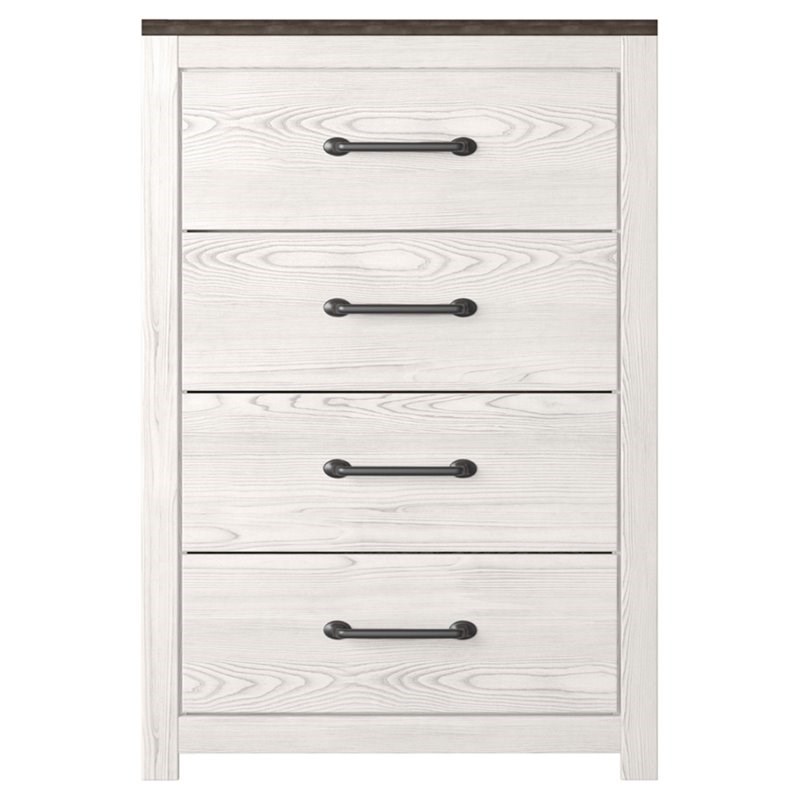 Bowery Hill Four Drawer Engineered Wood Chest in Gray and White