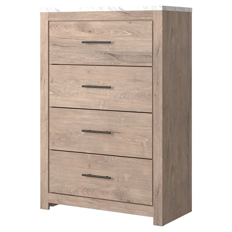 Bowery Hill Four Drawer Engineered Wood Chest in Brown and White