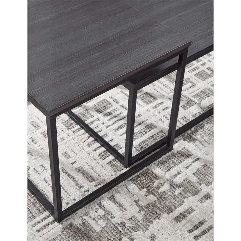 Bowery Hill Engineered Wood Occasional Table Set in Black - Set of 3