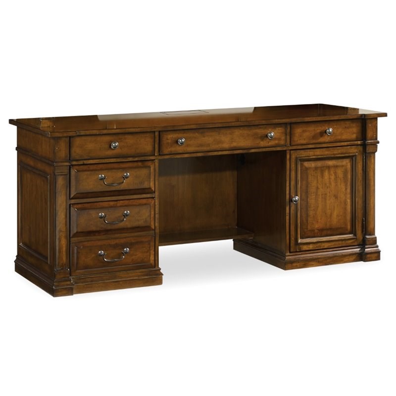 Bowery Hill Computer Credenza in Medium Wood