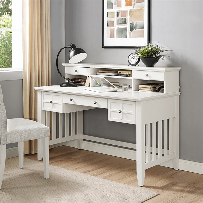 Bowery Hill Computer Desk with Hutch in White