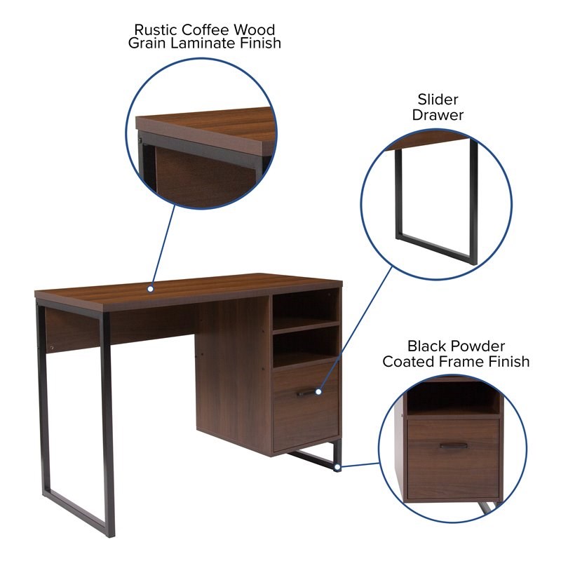 Bowery Hill Computer Desk in Rustic Wood Grain