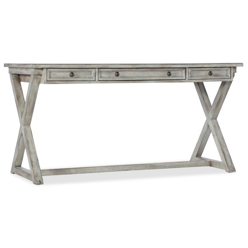 Bowery Hill Computer Desk in Distressed Light Gray