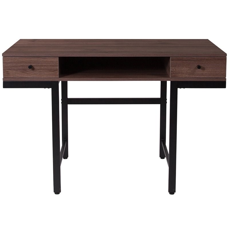 Bowery Hill Computer Desk With Drawers In Dark Ash