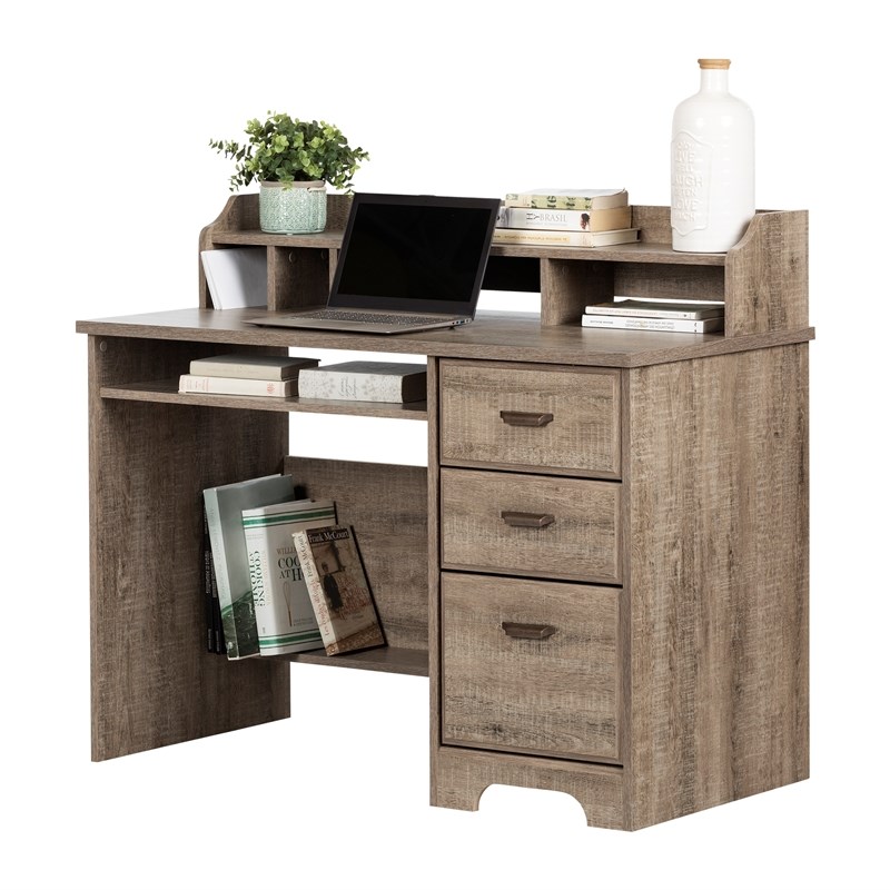Bowery Hill Computer Desk with Hutch in Weathered Oak